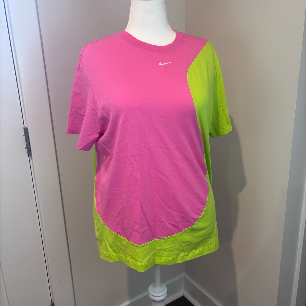 Nike Women's Vibrant Pink and Lime Tee
